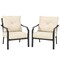 Outdoor Dining Armchairs 2 Pack Thick Cushions Iron Frame Beige